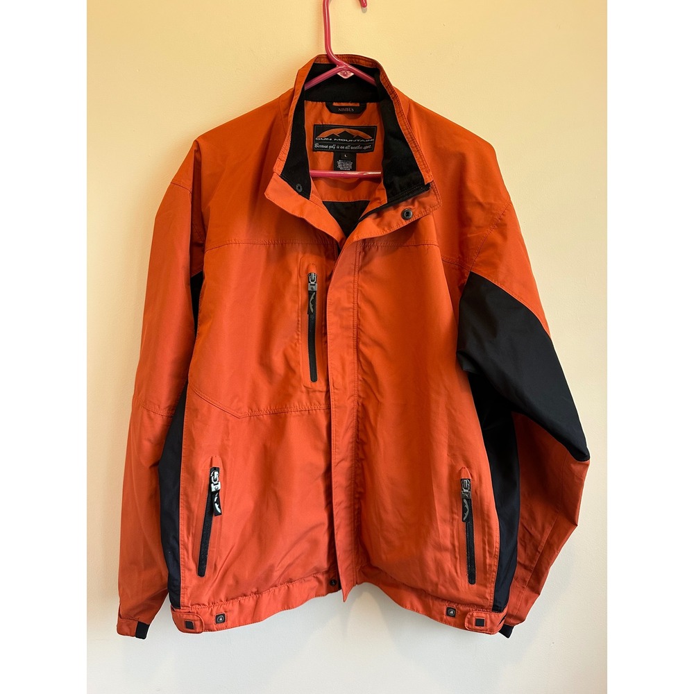 Sun Mountain Nimbus Mens Golf Jacket Orange Black Full Zip Windbreaker Large